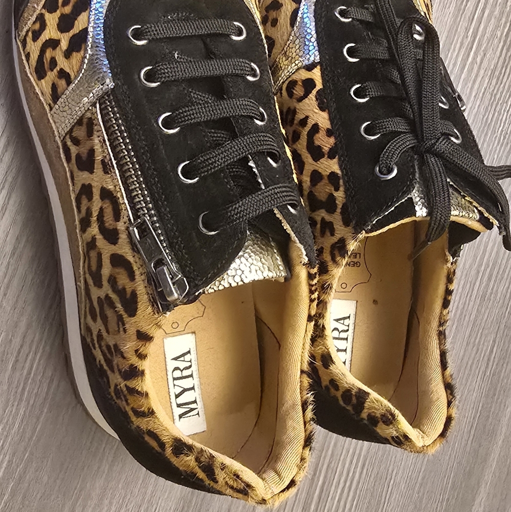 Myra Velocity Leopard Hair On Hide Sneakers